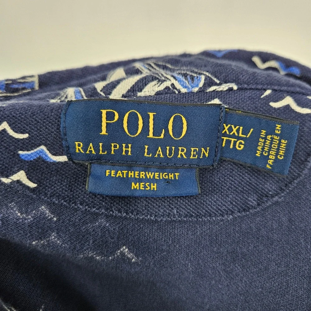 Polo Ralph Lauren‎ Shirt Mens XXL Blue Sails AOP Button Up Featherweight Mesh